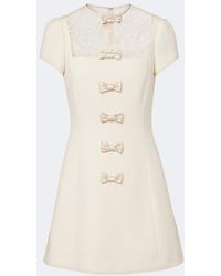 Valentino - Crepe Couture Lace-Trimmed Minidress - Lyst