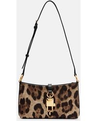 Dolce & Gabbana - Lock Leopard-Print Canvas Shoulder Bag - Lyst