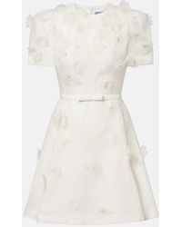 LEO LIN - Elyse Floral-Applique Linen And Silk Minidress - Lyst