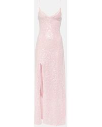 STAUD - Kezia Lace-trimmed Sequined Slip Dress - Lyst