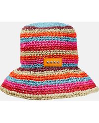 Etro - Striped Raffia Bucket Hat - Lyst