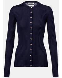 Jil Sander - Ribbed-Knit Silk Cardigan - Lyst