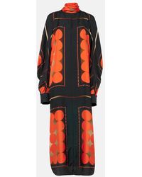 KHAITE - Bedrucktes Maxikleid Lexi Aus Satin - Lyst