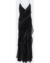 Roberto Cavalli - Embellished Ruffled Velvet Gown - Lyst