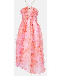 SUSAN FANG - Vestido Midi De Tul Fruncido - Lyst