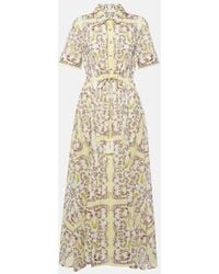 Tory Burch - Printed Cotton Voile Midi Dress - Lyst