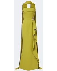 Elie Saab - Scarf-Detail Embellished Draped Cady Gown - Lyst