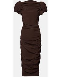 Magda Butrym - Puff-Sleeve Silk Midi Dress - Lyst
