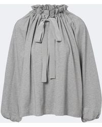 Patou - Bow-Detail Gathered Cotton Jersey Top - Lyst