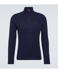 Polo Ralph Lauren - Cable-knit Cotton And Wool Half-zip Sweater - Lyst