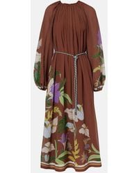 ALÉMAIS - Alfie Gathered Cotton And Silk Midi Dress - Lyst
