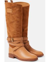 See By Chloé - Anim Suede-Trimmed Leather Knee-High Boots - Lyst