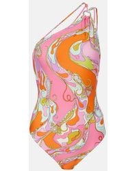 PUCCI - Orchidee One-Shoulder Swimsuit - Lyst