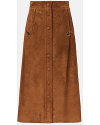 Valentino - Suede Midi Skirt - Lyst