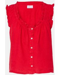 Velvet - Tana Ruffled Linen Top - Lyst
