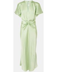 Victoria Beckham - Midikleid Aus Satin - Lyst