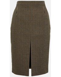 Saint Laurent - Vichy Wool-blend Pencil Skirt - Lyst