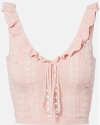 AYA MUSE - Ruffled Pointelle Crop Top - Lyst