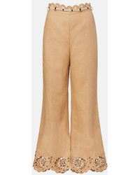 Zimmermann - Awaken Linen Cropped Flared Pants - Lyst