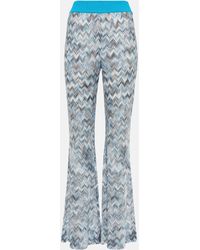 Missoni Pantaloni bootcut in maglia a zig-zag - Blu