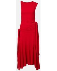 Ganni - Draped Asymmetric Midi Dress - Lyst