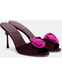Roger Vivier - Rose Vivier Suede Mules - Lyst