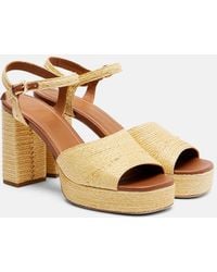 STAUD - Jodie Raffia And Leather Platform Sandals - Lyst