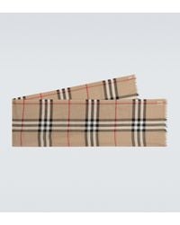 Burberry Checked Wool And Silk Scarf - Natural
