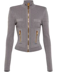 Balmain Structured Knitted Jacket - Gray