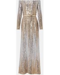 Elie Saab - Sequined Off-Shoulder Gown - Lyst