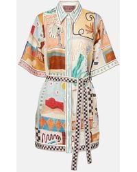 ALÉMAIS - X Lrnce Michelle Printed Linen Shirt Dress - Lyst