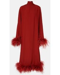‎Taller Marmo - Gina Feather-Trimmed Midi Dress - Lyst