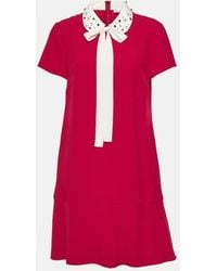 RED Valentino - Embroidered Crepe Minidress - Lyst