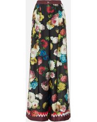 Dolce & Gabbana - Floral High-rise Silk Wide-leg Pants - Lyst