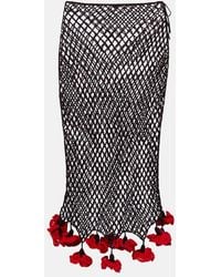 Alaïa - Open-Knit Cotton Midi Skirt - Lyst