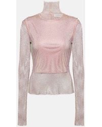 Sportmax - Fishnet Embellished Turtleneck Top - Lyst