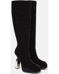 NODALETO - Angel S Embellished Velvet Knee-High Boots - Lyst