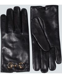 Gucci Horsebit Leather Gloves - Black