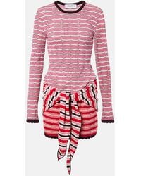 The Attico - Striped Crochet Cotton Minidress - Lyst