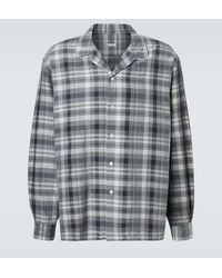 A.PRESSE - Checked Silk And Linen Shirt - Lyst