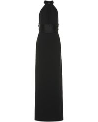 Saint Laurent Abito lungo in crêpe di lana - Nero