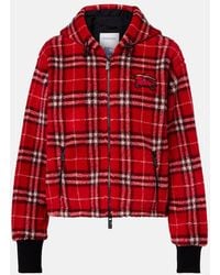 Burberry - Cropped Check Fleece Hooded Jacket - Lyst