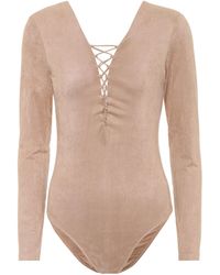 T By Alexander Wang Lace-up Bodysuit - Natural
