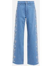 Magda Butrym - Embroidered Wide-Leg Jeans - Lyst
