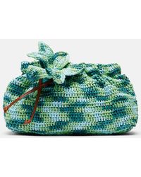 Aquazzura - Calypso Floral-Applique Raffia Clutch - Lyst