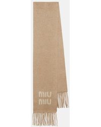 Miu Miu - Bufanda de mezcla de mohair con logo - Lyst