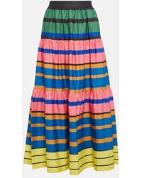STAUD - Sea Striped Cotton Midi Skirt - Lyst