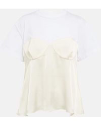 Sacai - Camiseta de saten y algodon con paneles - Lyst