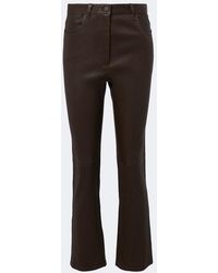 JOSEPH - Duke Cropped Leather Flared Pants - Lyst