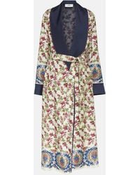 Etro - Belted Printed Silk Coat - Lyst